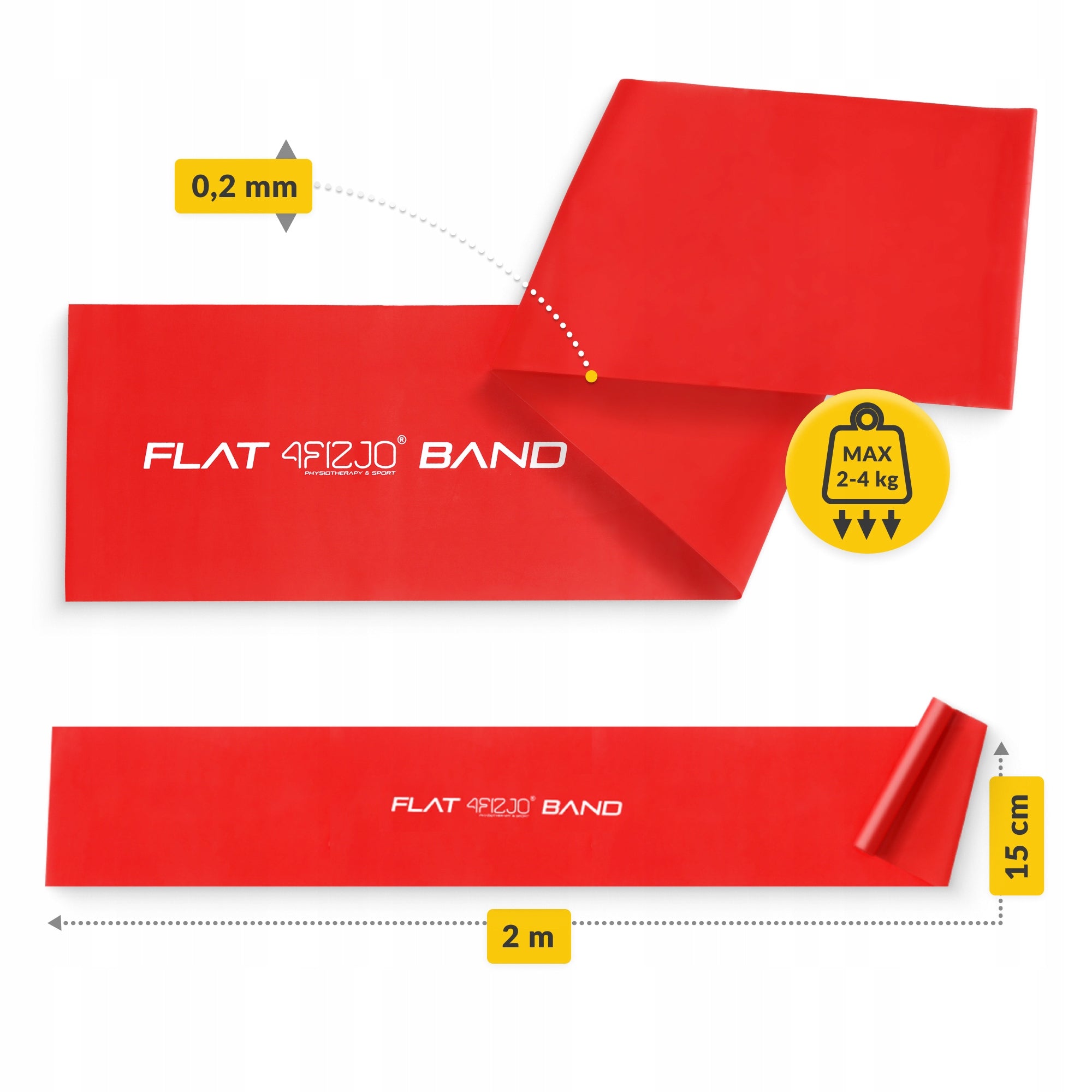 TAPE REHABILITATION RUBBER LOAD DURABLE FLAT BAND 2M RESISTANCE 2/7 Model Guma do ćwiczeń rehabilitacyjnych FLAT BAND 2M