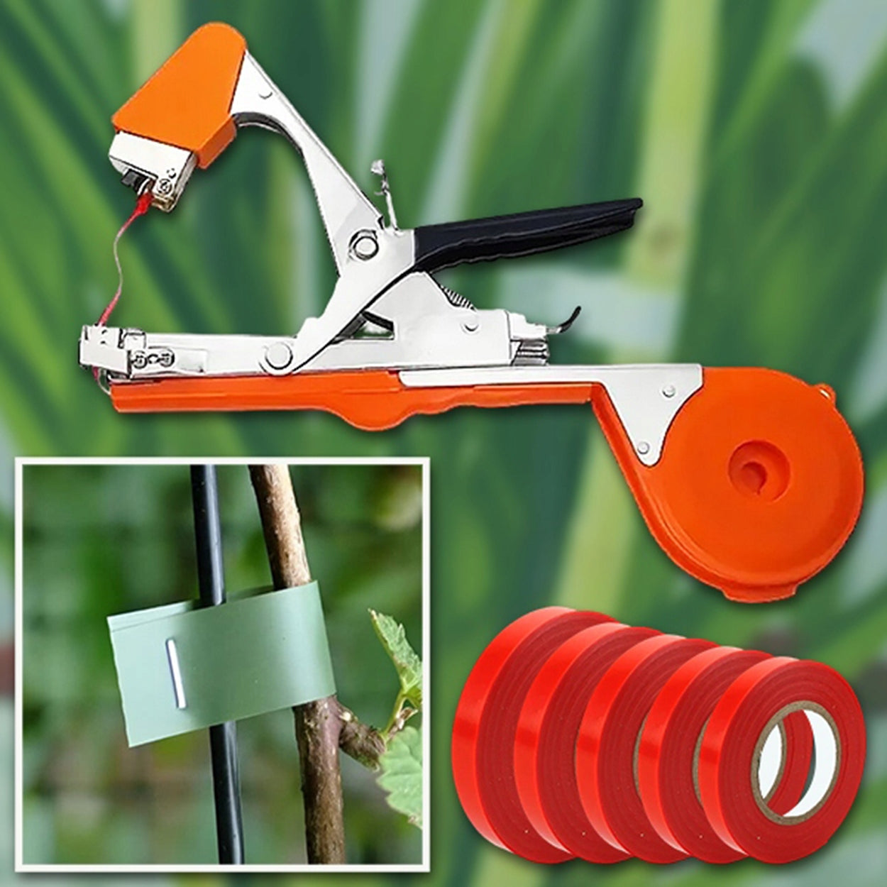 TAPENER GARDEN STAPLER FOR BINDING NURSERY PLANTS + TAPES SET Packaging status original