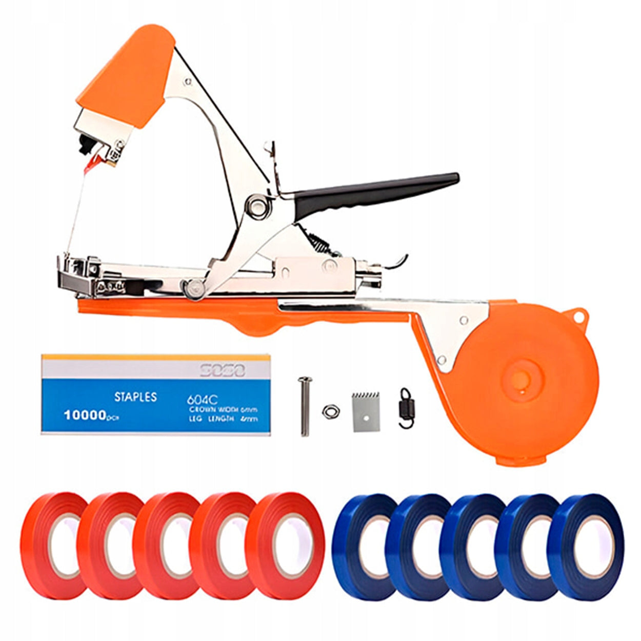 TAPENER GARDEN STAPLER FOR BINDING NURSERY PLANTS + TAPES SET