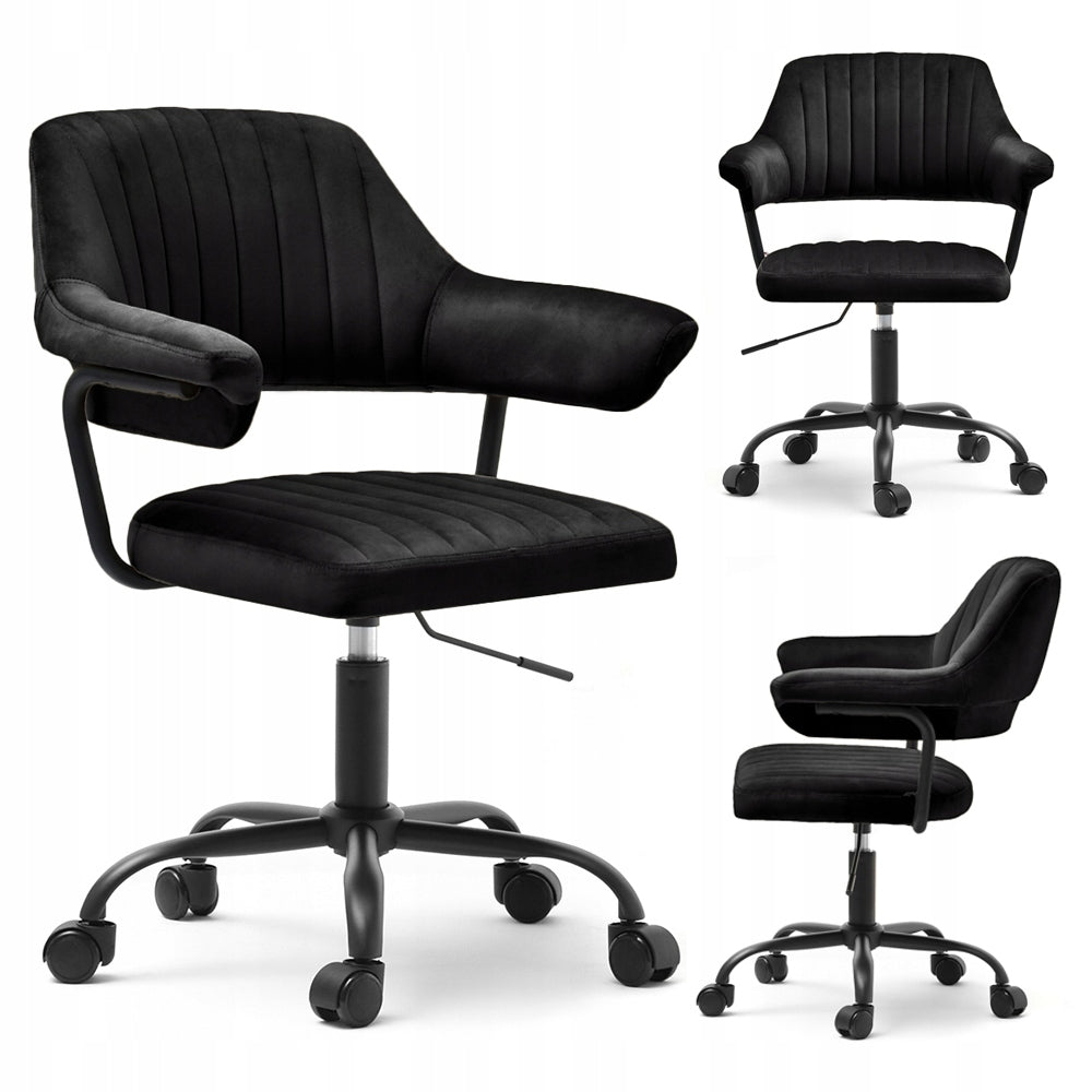 TASTEFUL SWIVEL CHAIR WITH ADJUSTABLE VELOUR MERLIN BLACK