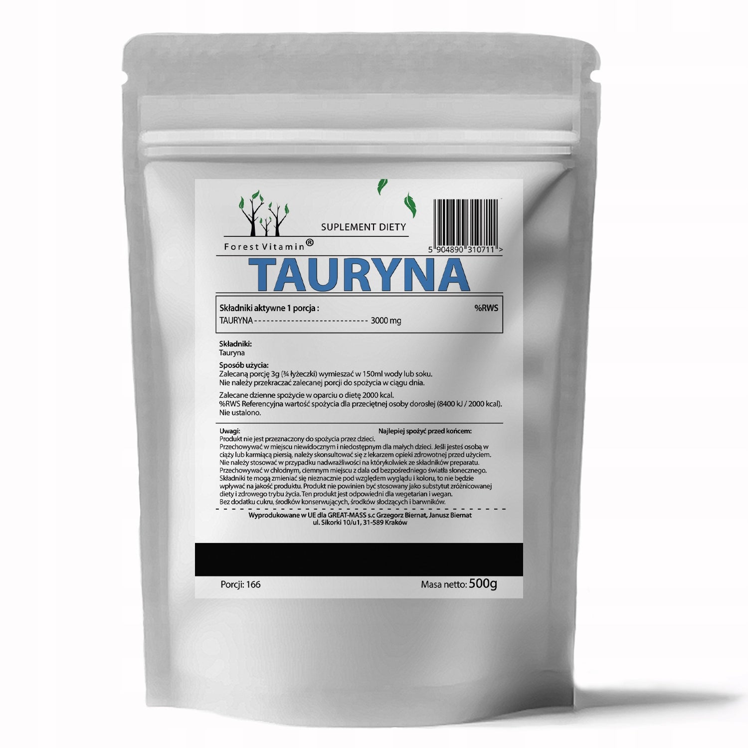 TAURINE 100% 500g TAURINE AMINO ACID REGENERATION BRAIN BLOOD PRESSURE HEART PURE Expiration date not specified