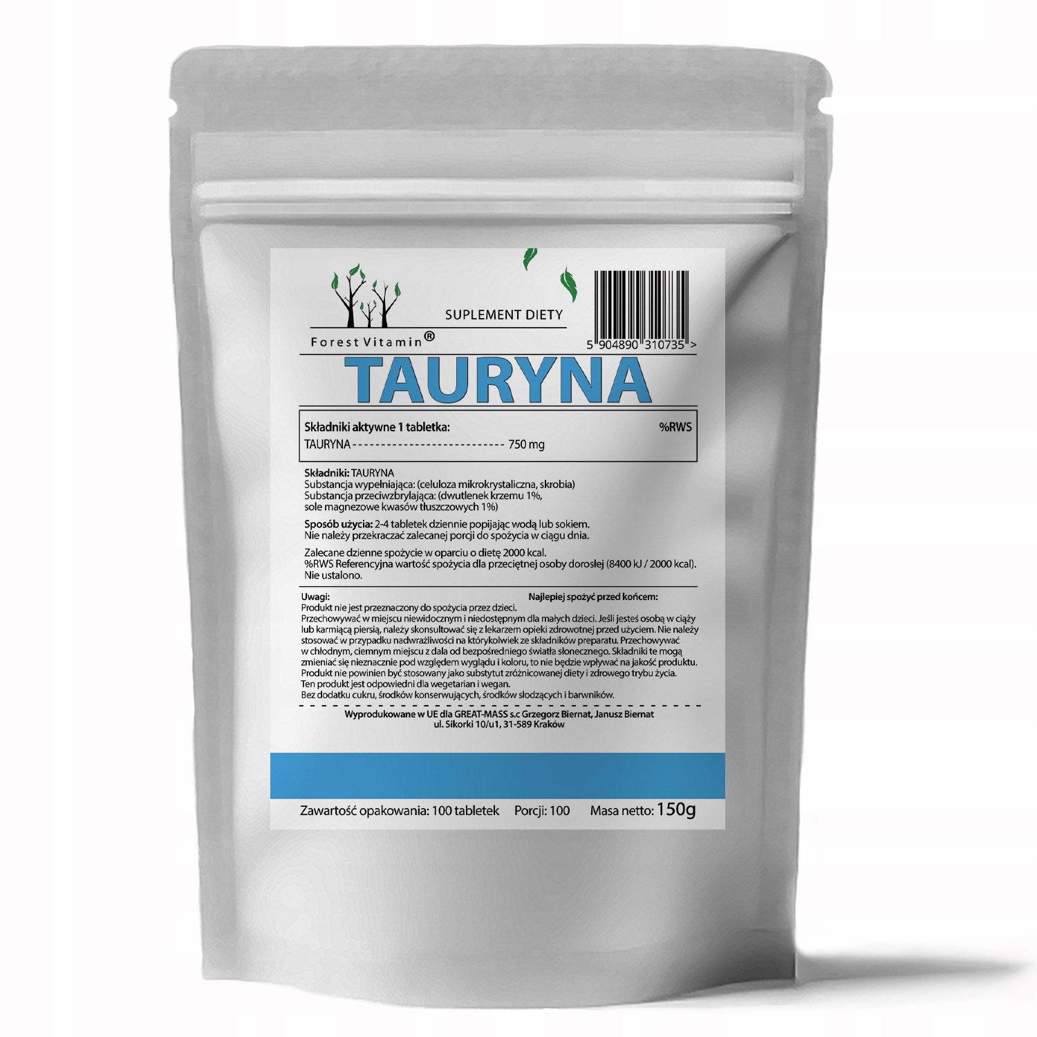 TAURINE 750mg TAURINE 100tab STRONG REGENERATION ENERGY FOCUS Expiration date not specified