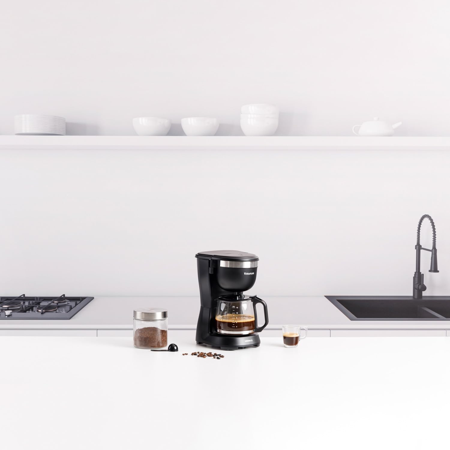 TAURUS Verona Coffee Maker 12 680W 1250ml Intense Black Aroma Model DC680C