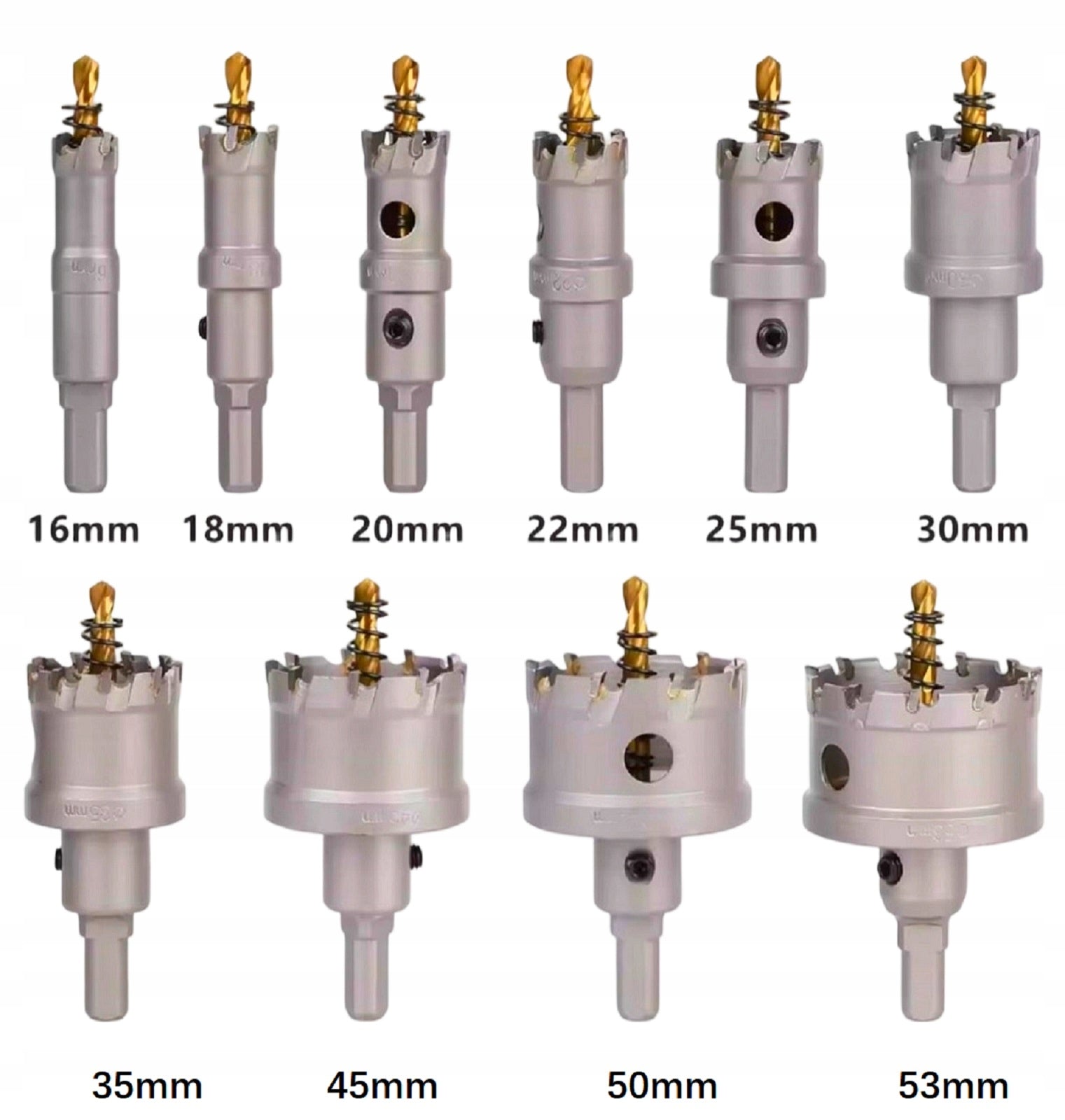 TCT WIDIA 10pcs set Carbide hole saw 16-53mm for metal,stainless steel iron
