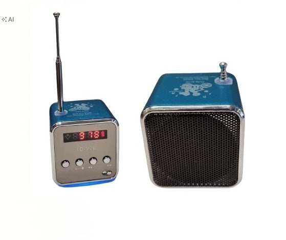 TD-V26 Mini Bluetooth Speaker MP3 FM Radio LCD Blue