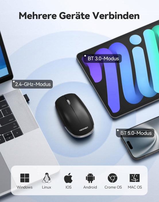 TECKNET Wireless Bluetooth Mouse Ricaricabile Quiet and Lightweight Packaging status original