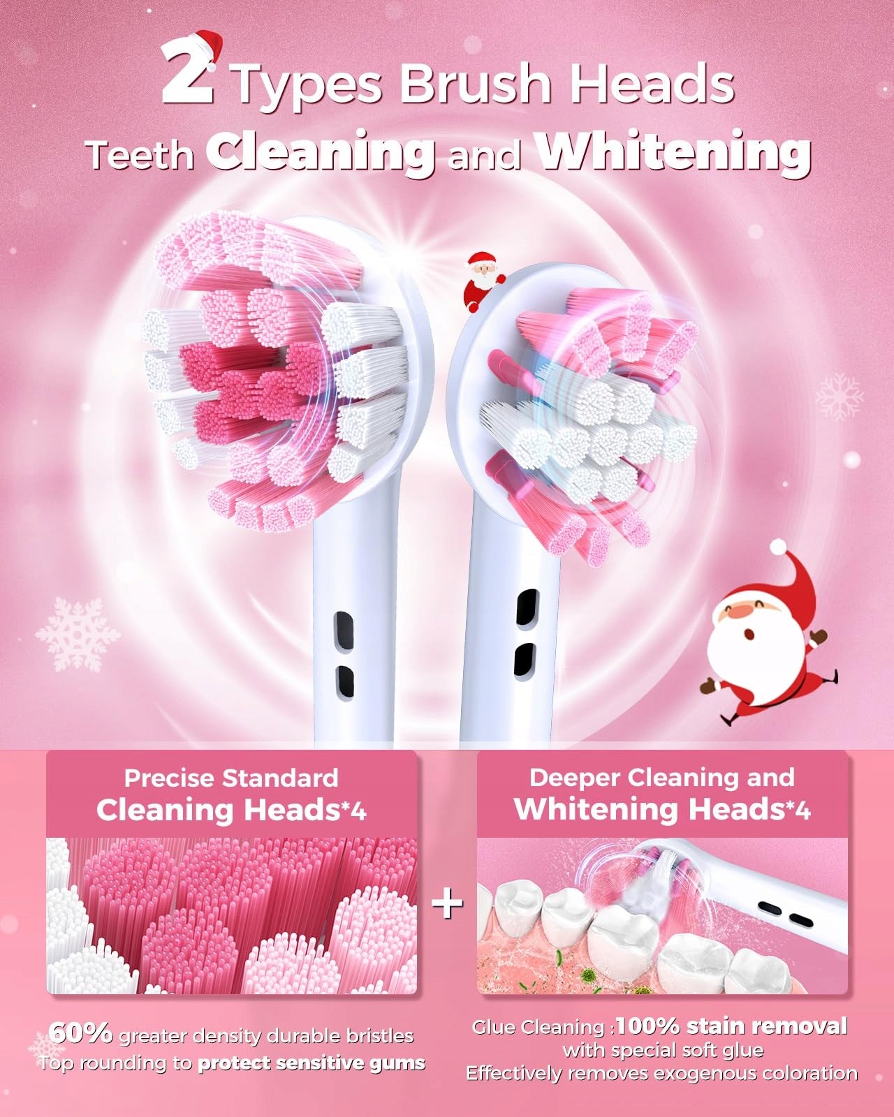 TEETHEORY Electric Toothbrush for Adults 8 Heads 4 Modes Pink Kind toothbrush