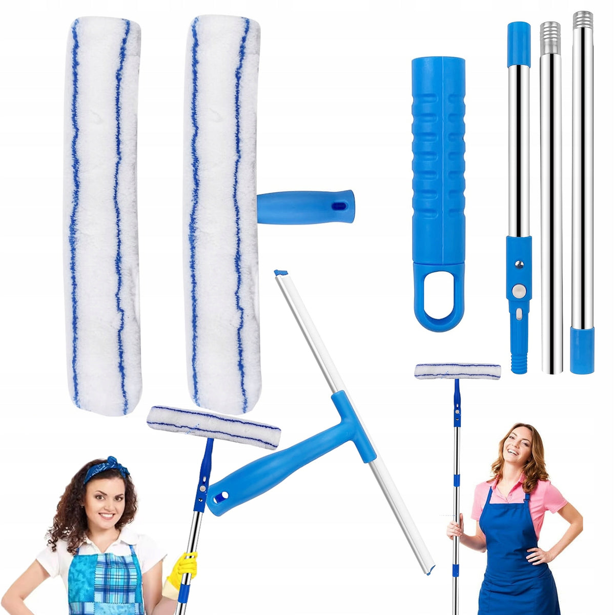TELESCOPIC MOP 2IN1 UNIVERSAL SET FOR CLEANING WINDOWS AND FLOORS 120CM
