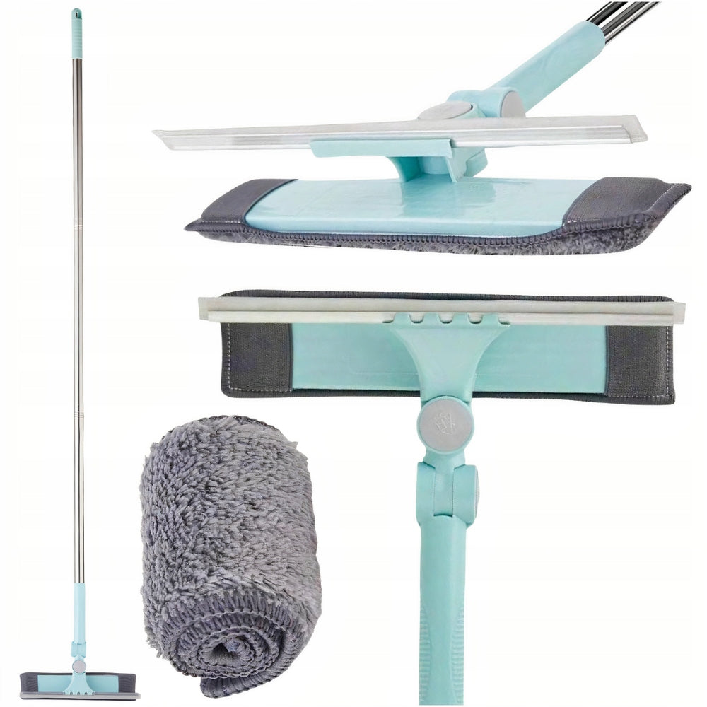TELESCOPIC ROTARY MOP RETRACTABLE CAP AND SQUEEGEE FOR FLOOR CLEANING