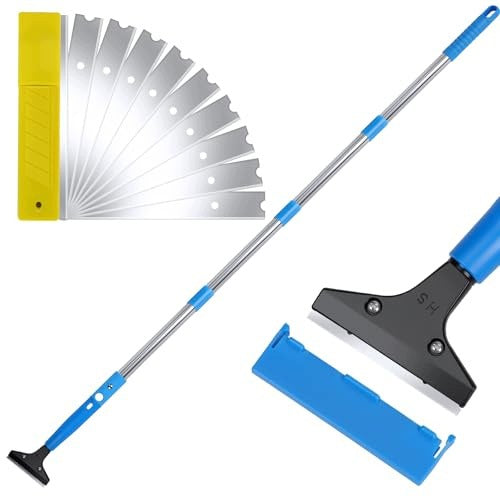 TELESCOPIC SCRAPER WITH LONG HANDLE 167CM STAINLESS STEEL 10 BLADES Brand no brand