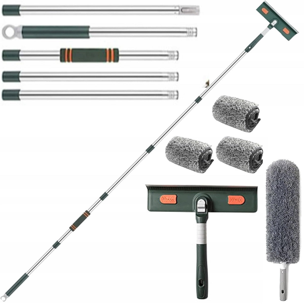 TELESCOPIC WINDOW WASHER MOP STREAK PULLER FOR WINDOWS LONG SET 206CM