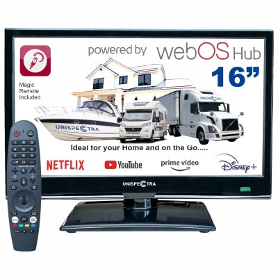 TELEWIZOR 16" Unispectra Smart(WebOS) TV 12v/240v S2/T2/C Magic Remote