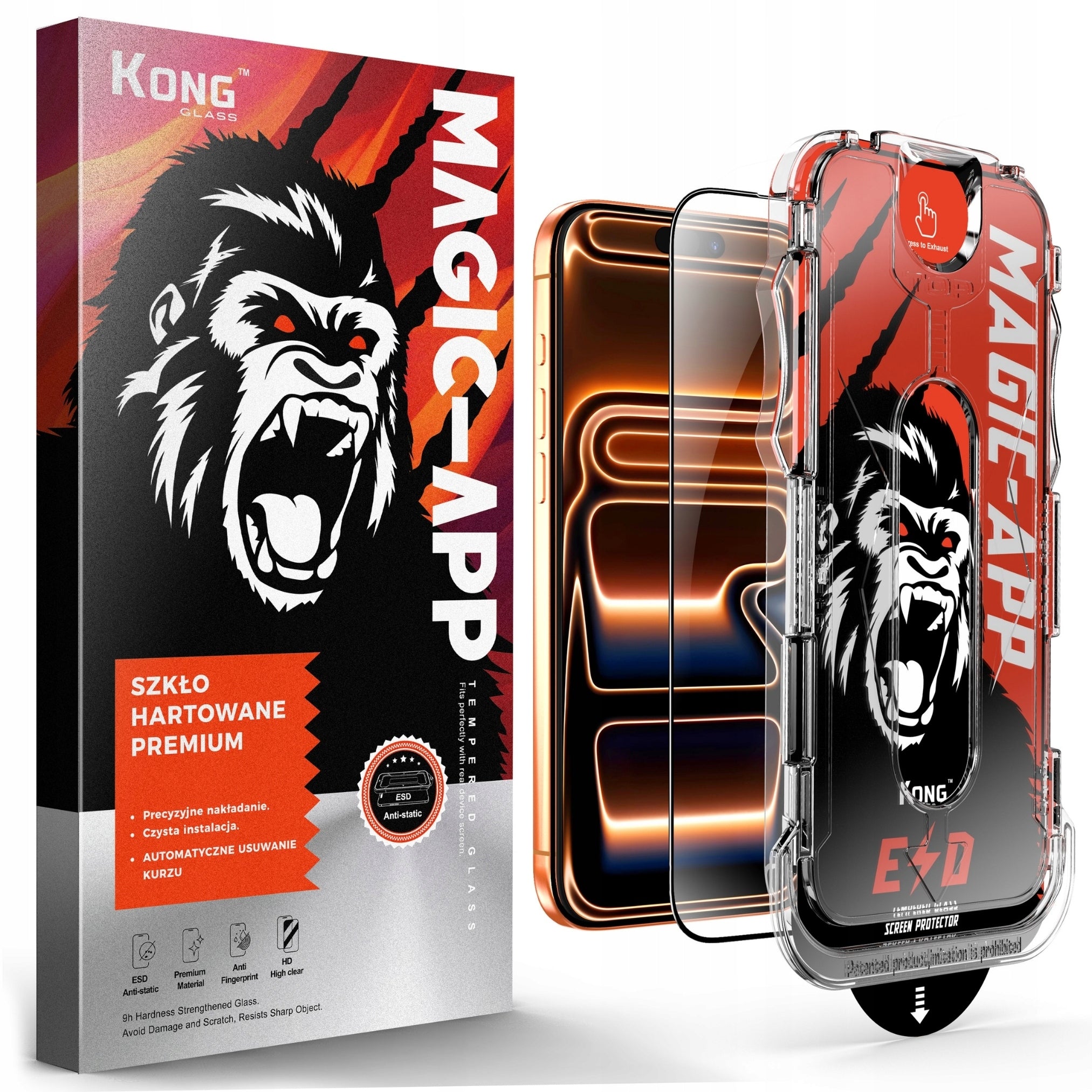 TEMPERED GLASS 9H KONG FAST PROTECTIVE WITH APPLICATOR FOR IPHONE 16 / 15