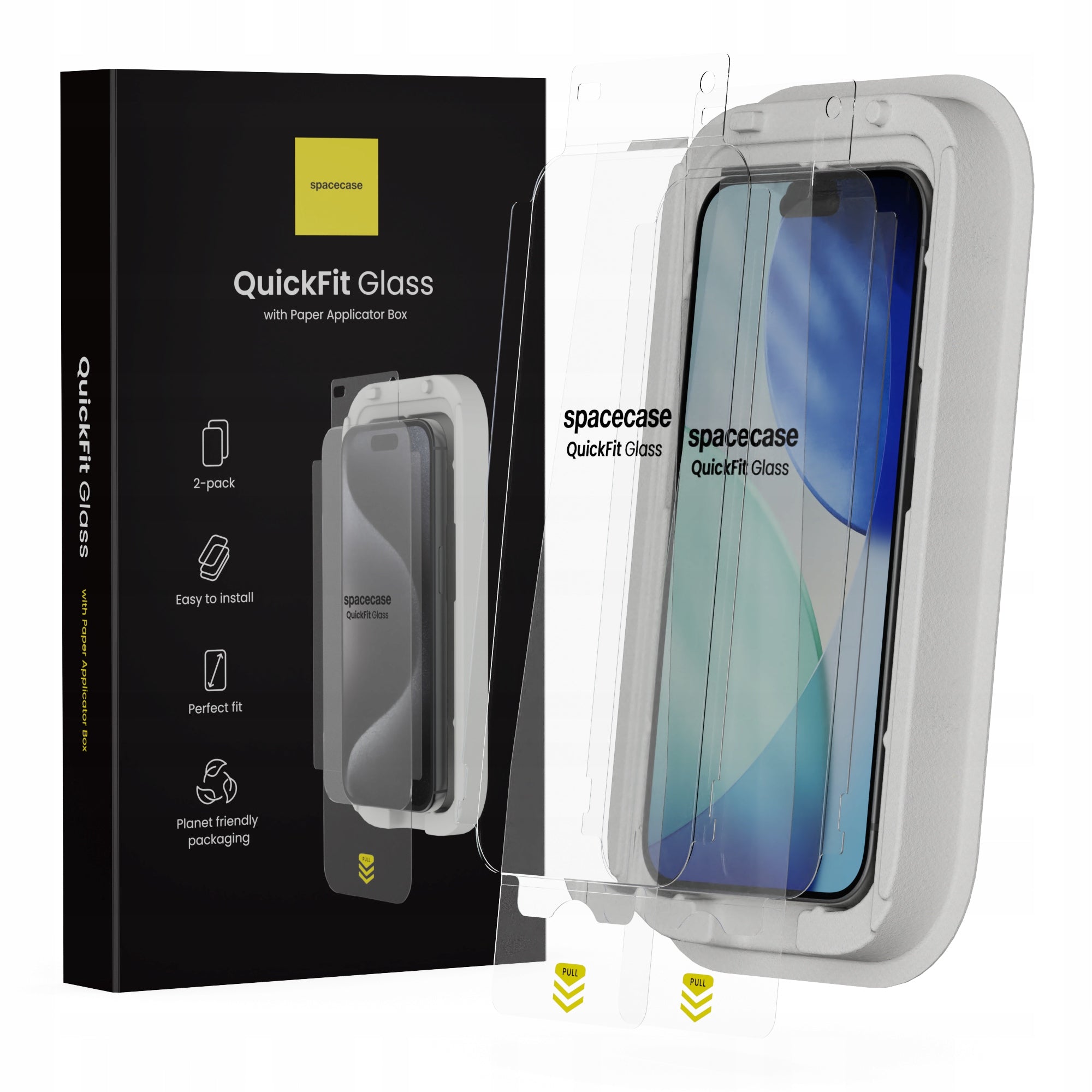 TEMPERED GLASS FOR IPHONE 16 PRO / 17 / 17 PRO WITH APPLICATOR - 2 PIECES