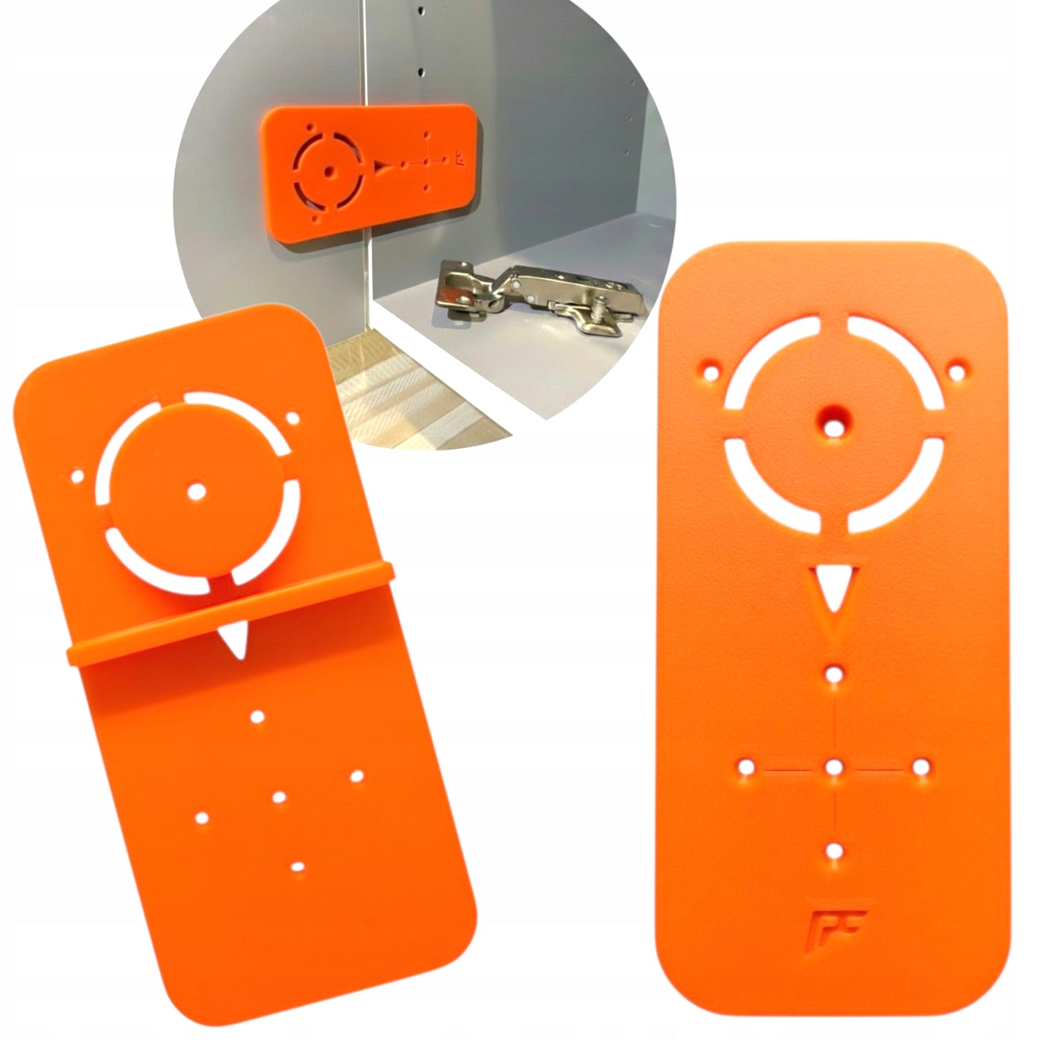 TEMPLATE FOR HINGES OF GUIDES APPLIED TO FURNITURE HOLDER STENCIL BLUM