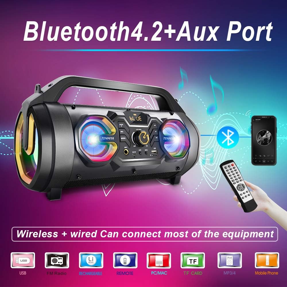 TENMIYA A66 Portable 30W Bluetooth Speaker with EQ, LED Lights and FM Radio Brand no brand