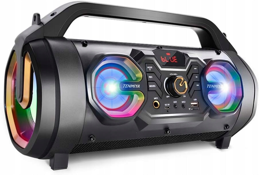 TENMIYA A66 Portable 30W Bluetooth Speaker with EQ, LED Lights and FM Radio