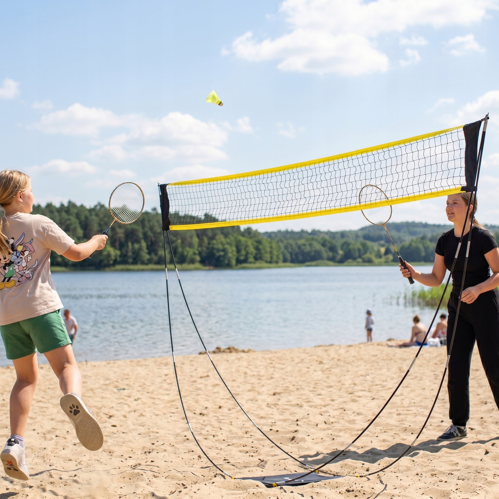 TENNIS VOLLEYBALL BADMINTON NET PORTABLE + COVER Kind cover mesh