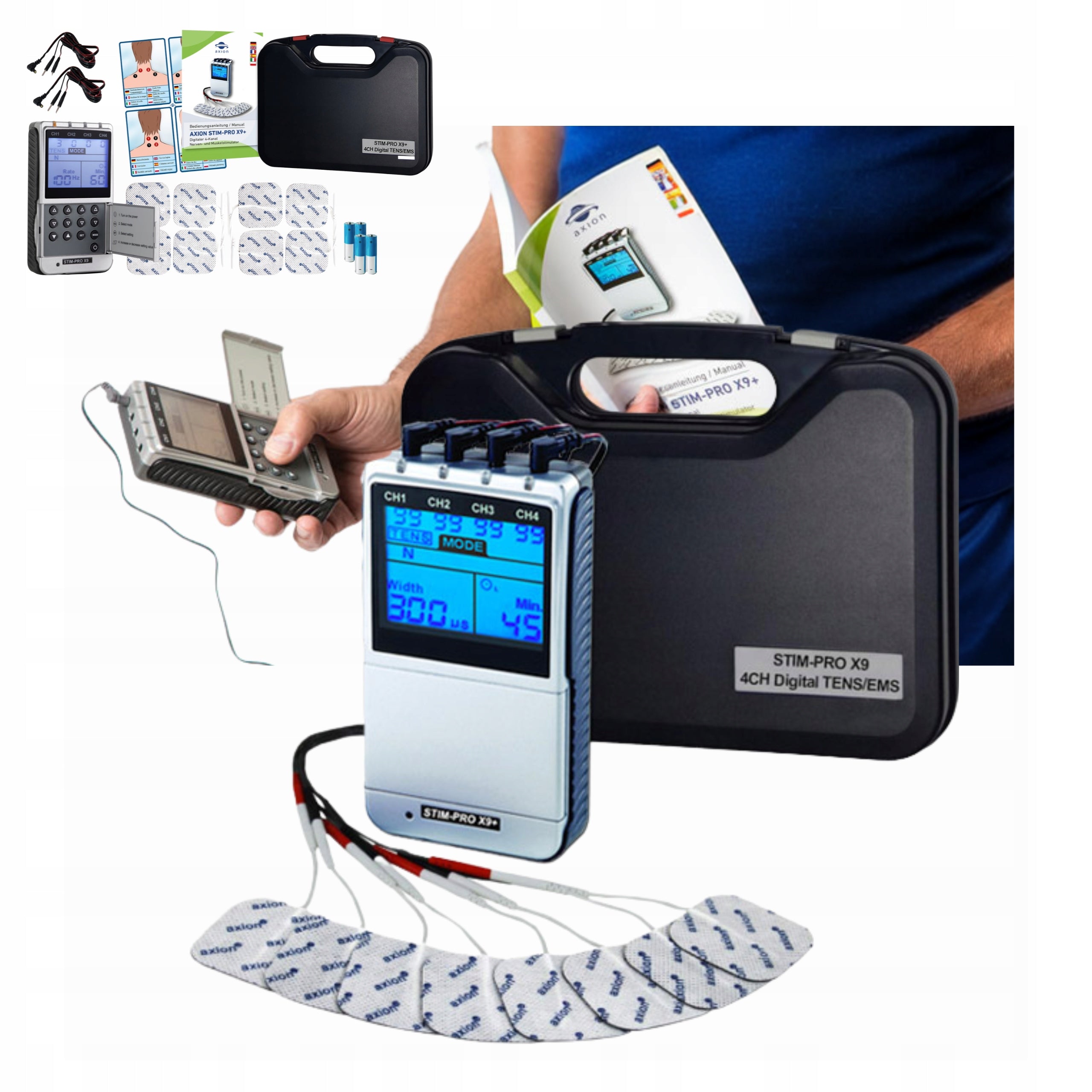 TENS EMS Electrostimulator Professional Muscle Massager for Electrotherapy Packaging status original