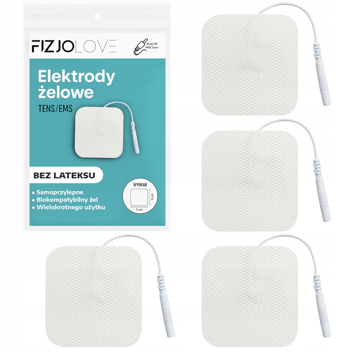 TENS EMS GEL ELECTRODES FOR ELECTROSTIMULATION OVERLAY 4 pcs 5x5 cm