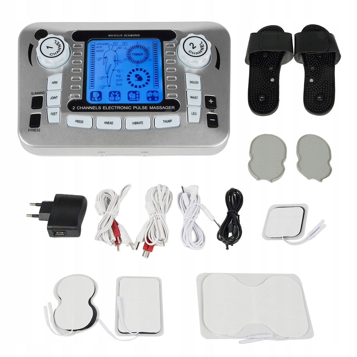 TENS EMS MUSCLE STIMULATOR MASSAGER XXL Set 27 Electrodes in 4 Types