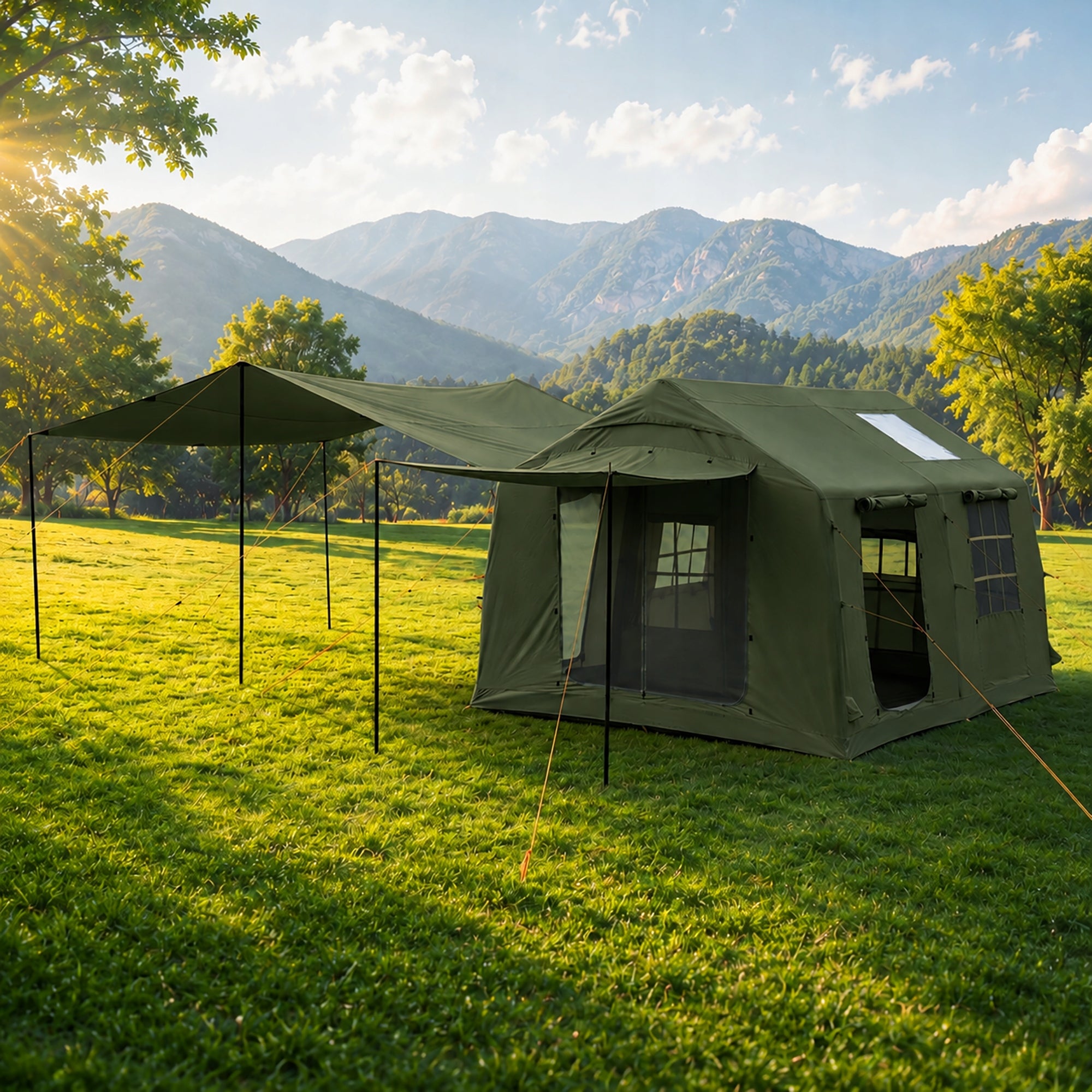 TENT 10-person PUMPED CAMPING GLAMPING LARGE VESTIBULE Oxford 420D Manufacturer code COTS12X-XLGN