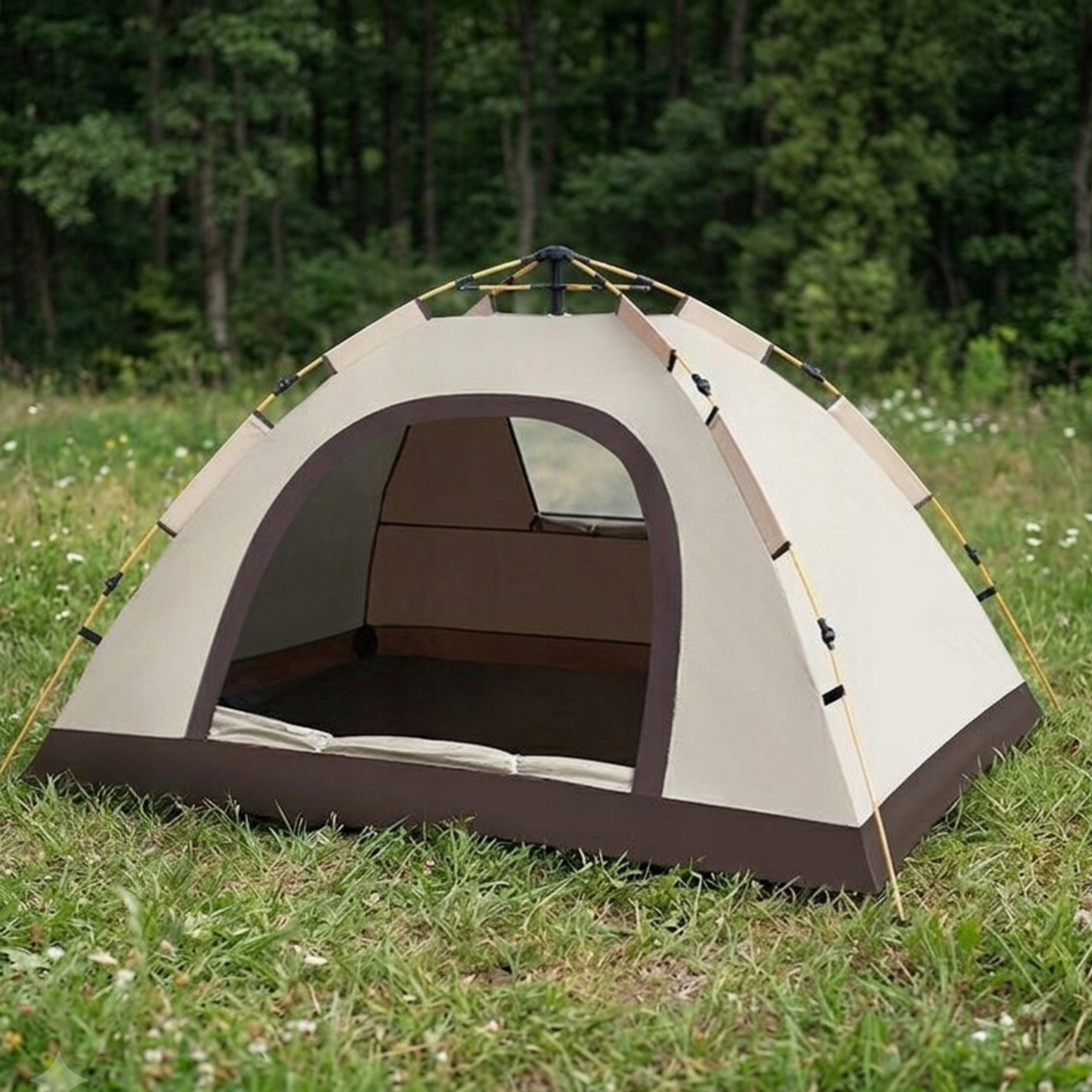 TENT 2-3 PERSON SELF UNFOLDING Lightweight Camping Waterproof Vending Machine Model Namiot turystyczny automatyczny z torbą BEŻOWY