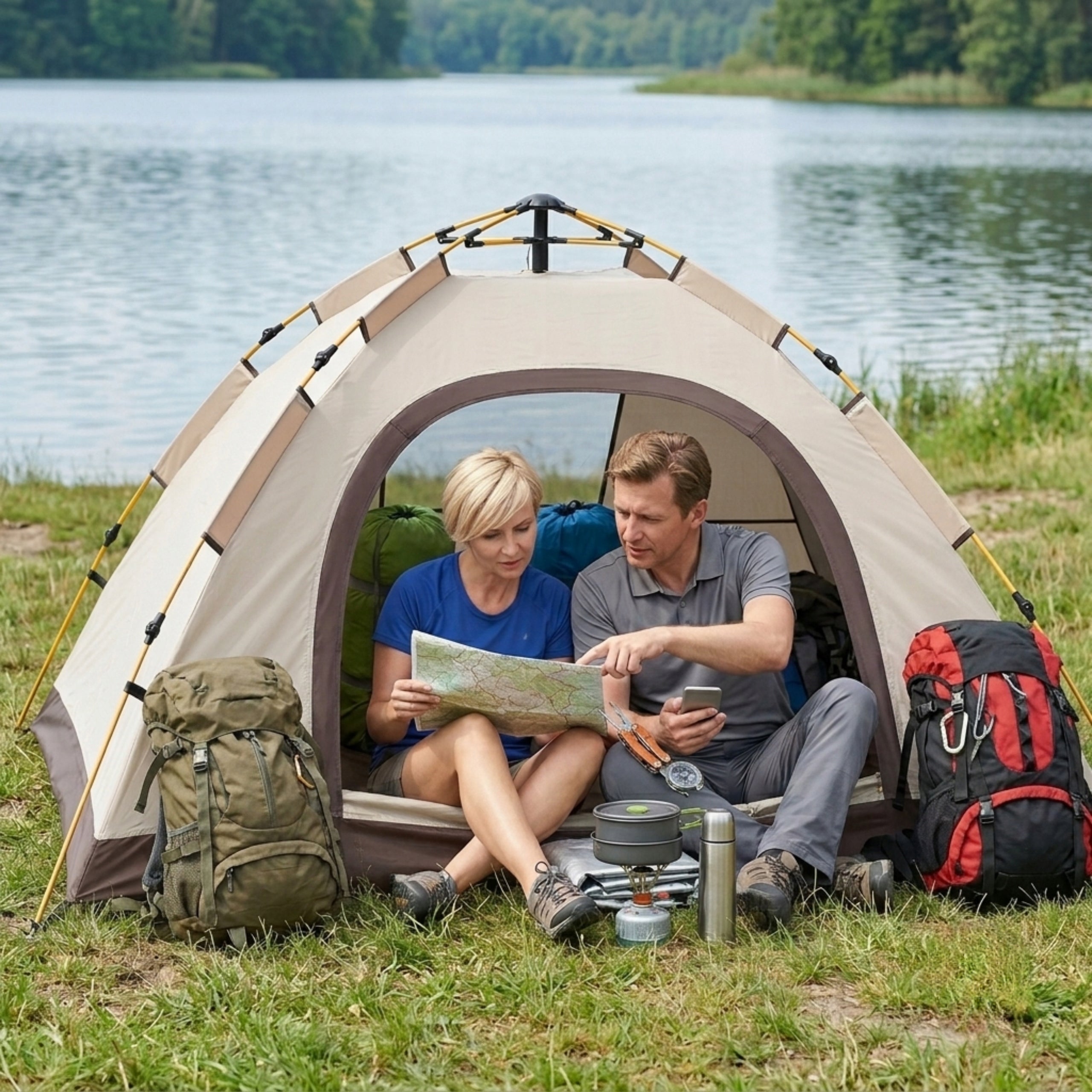 TENT 2-3 PERSON SELF UNFOLDING Lightweight Camping Waterproof Vending Machine Packaging status original