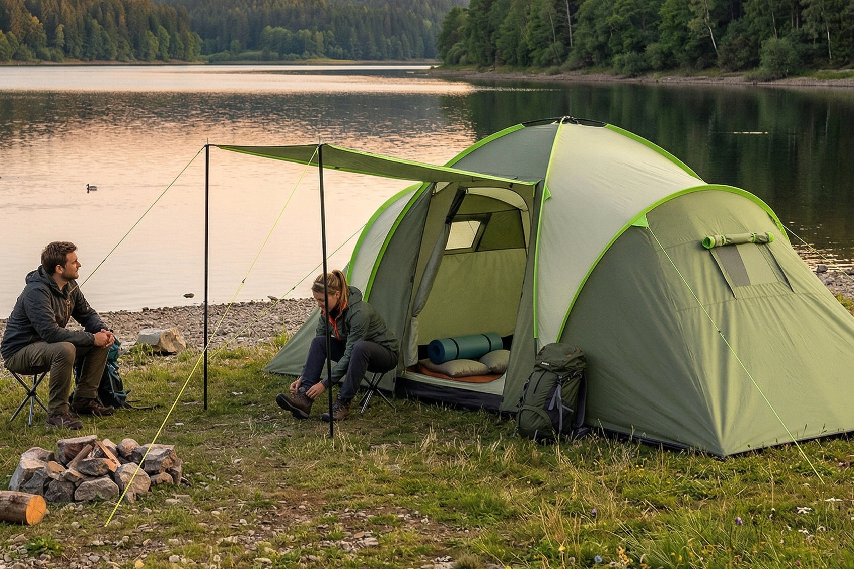TENT 4 PERSON TOURIST CAMPING VESTIBULE TROPICS 460x200cm VAYOX Packaging status original