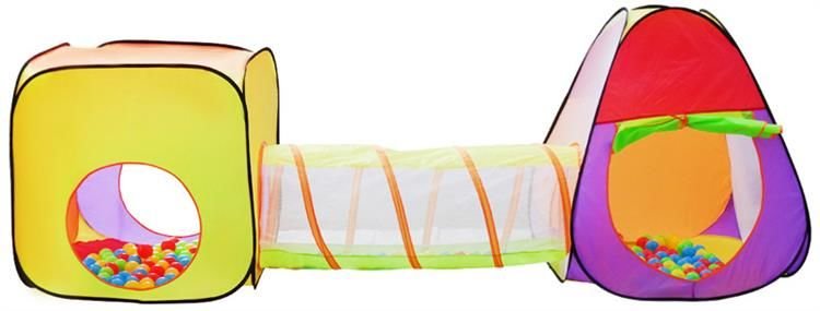 TENT FOR CHILDREN IGLO + CUBE + TUNNEL + 200 BALLS - SWIMMING POOL WITH BALLS Color multicolor