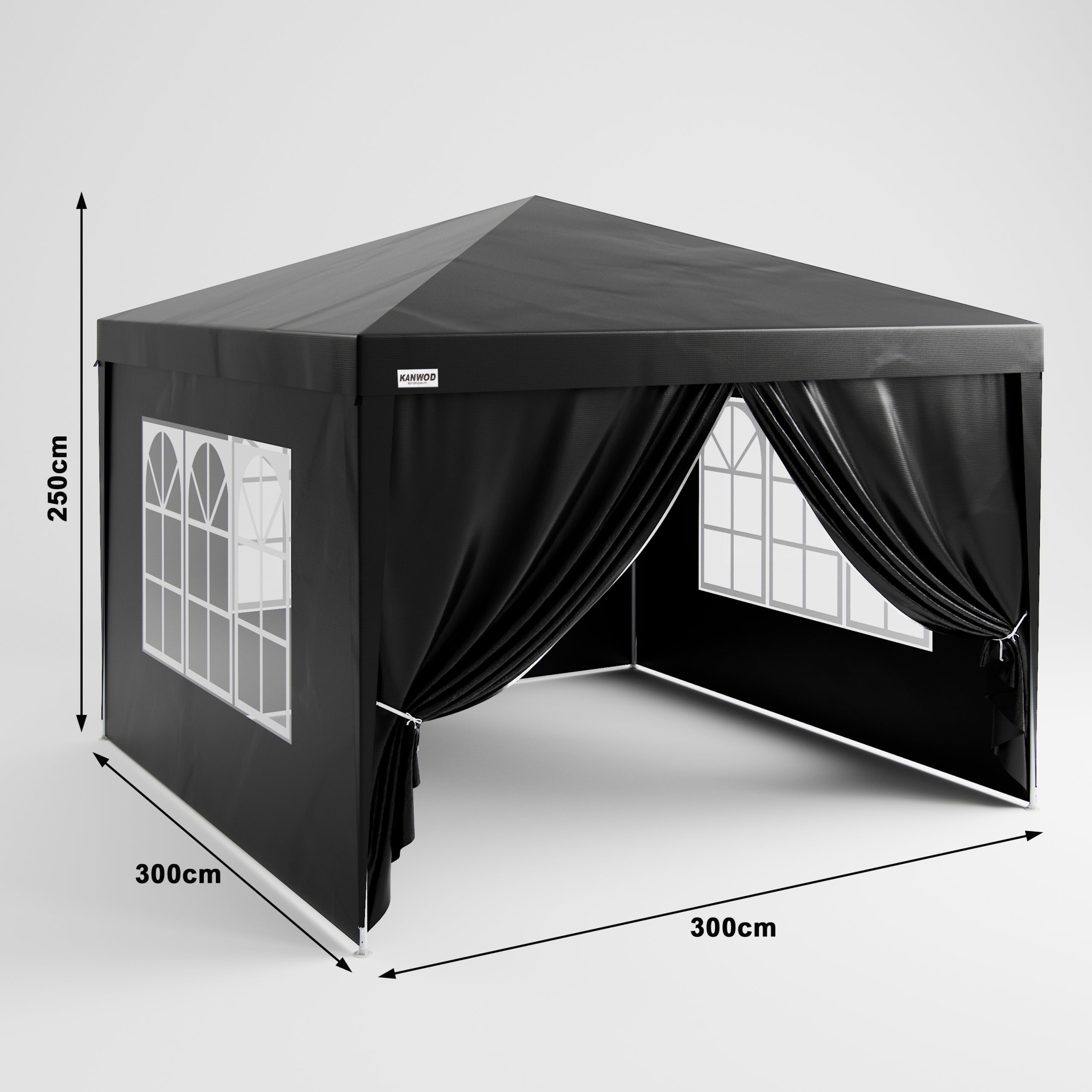 TENT GARDEN PAVILION STRONG COMMERCIAL GAZEBO 3x3 m + 4 SIDE WALLS WINDOWS Packaging status original