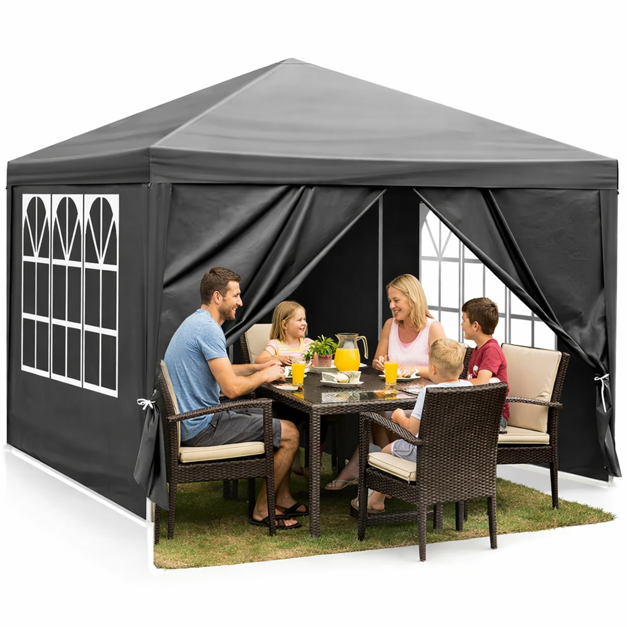 TENT GARDEN PAVILION STRONG COMMERCIAL GAZEBO 3x3 m + 4 SIDE WALLS WINDOWS