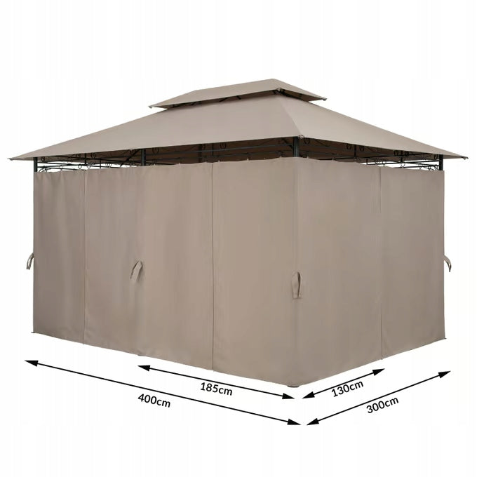 TENT PAVILION GARDEN GAZEBO 3x4 WALLS TAUPE Manufacturer Casaria