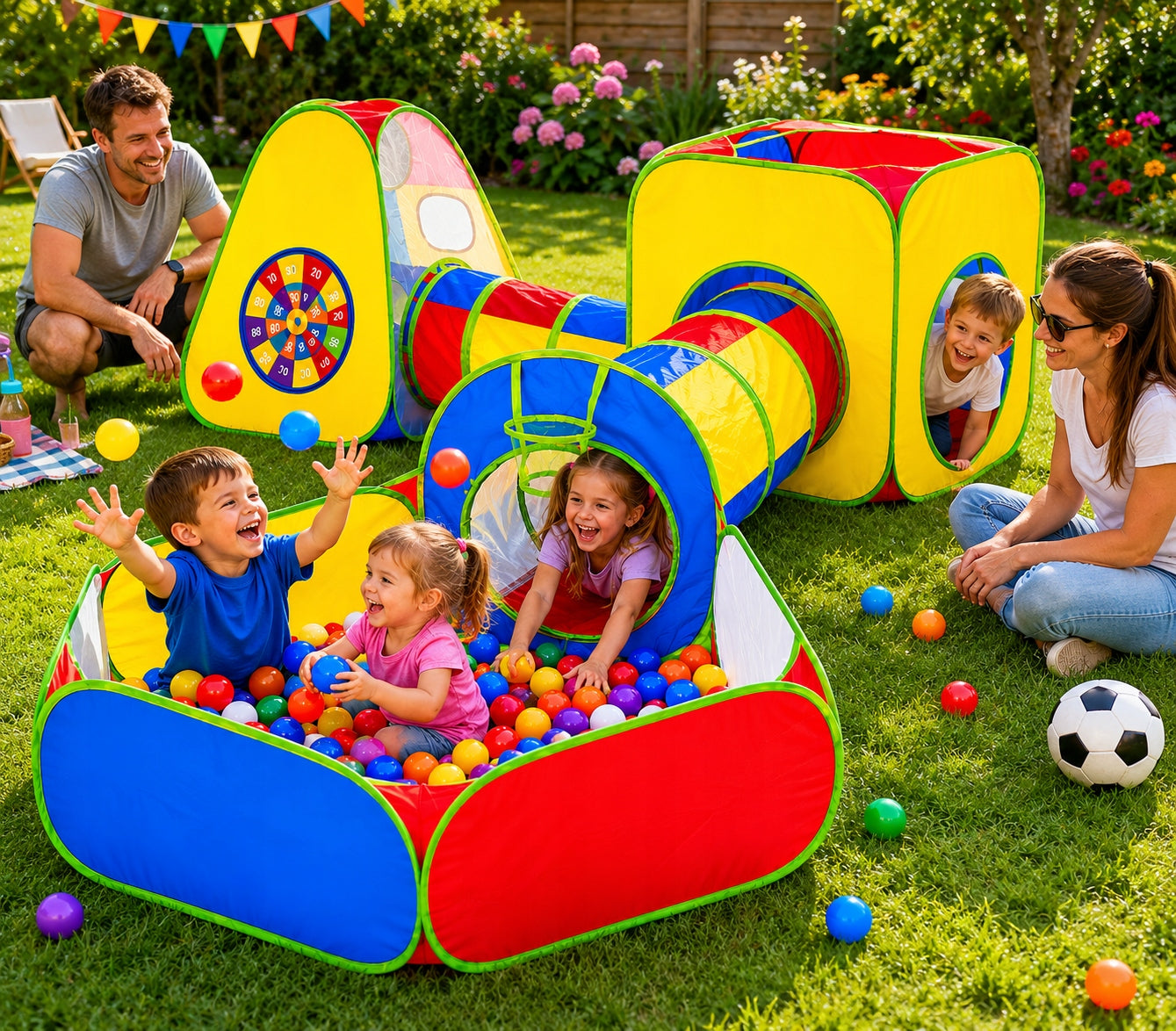 TENT TUNNEL FOR CHILDREN dry pool shield square toys set 5in1 cover Packaging status original