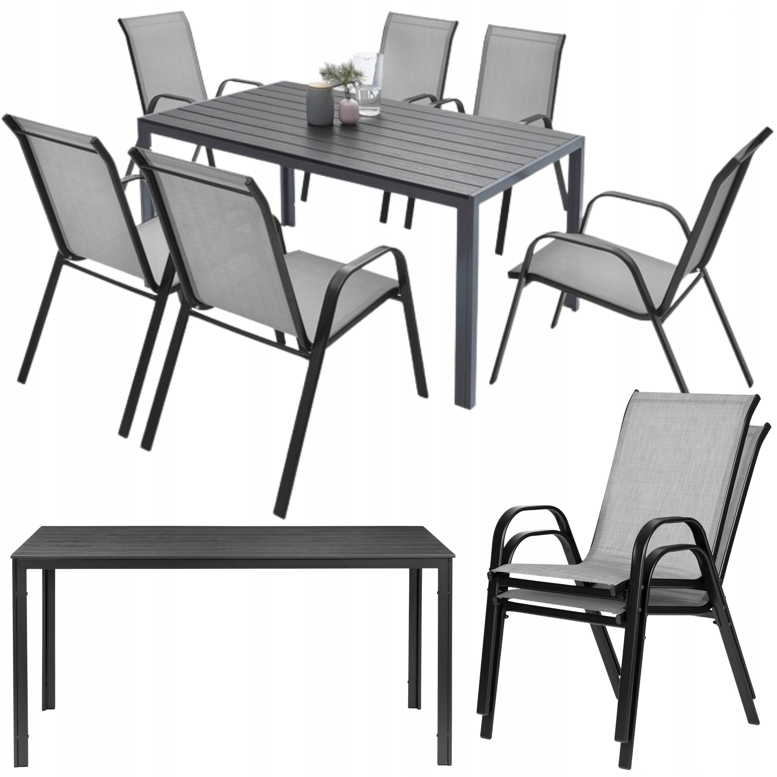 TERRACE FURNITURE GARDEN TABLE 6 CHAIRS FURNITURE SET FOR TERRACE GARDEN BALCONY