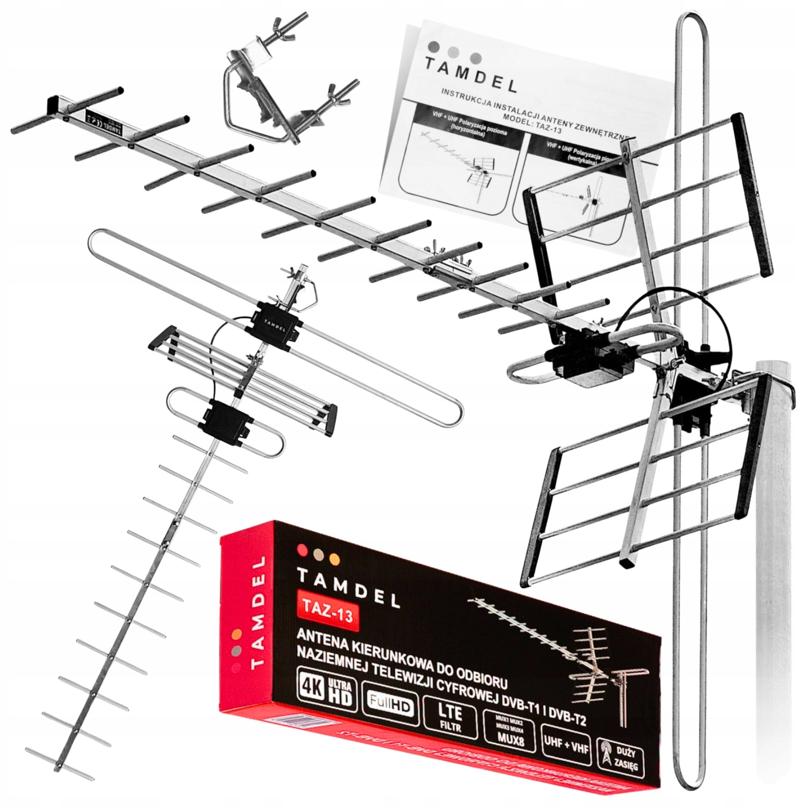 TERRESTRIAL TV ANTENNA EXTERNAL DVB-T2 MUX-8 LTE 4K COMBO