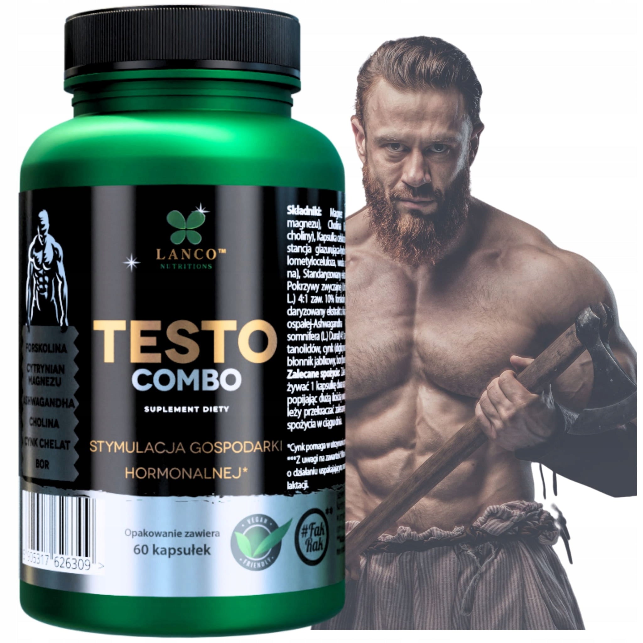TESTO COMBO Testosterone natural elevation 6 substances LANCO 60 kaps. Brand Lanco Nutritions