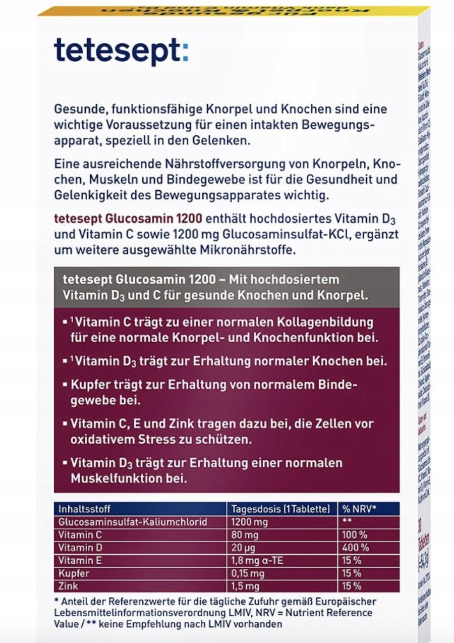 TETESEPT GLUCOSAMIN 1200 FILM-COATED TABLETS FOR JOINTS AND BONES Packaging status original