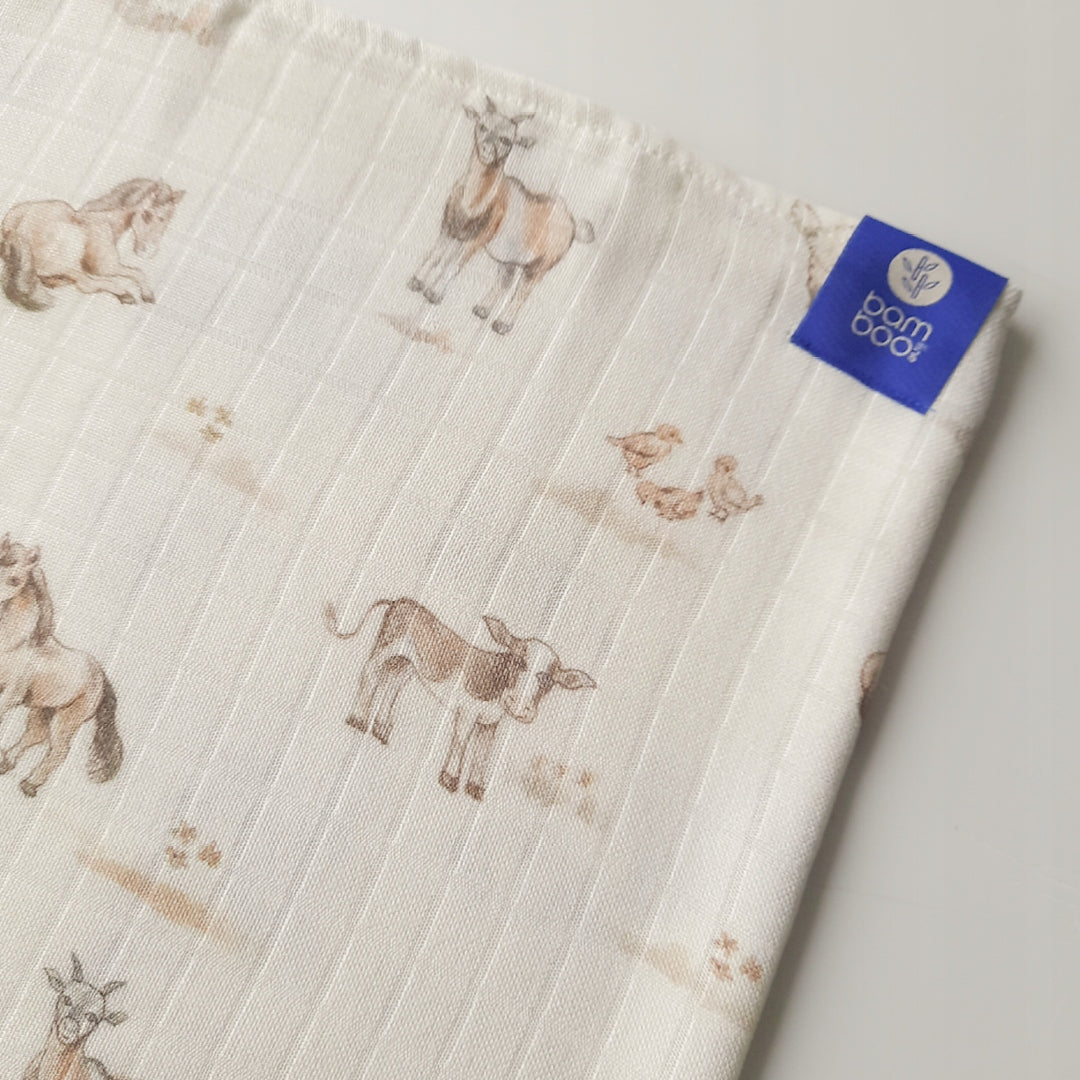 TEXPOL Bamboo Diaper 120x120 RURAL ANIMALS swaddle BABY SHOWER Kind bamboo