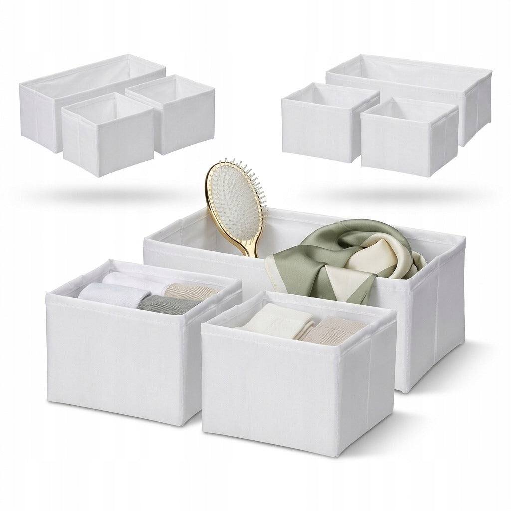TEXTILE BOX Underwear Organizer 3pcs for Drawer Dresser Closet White