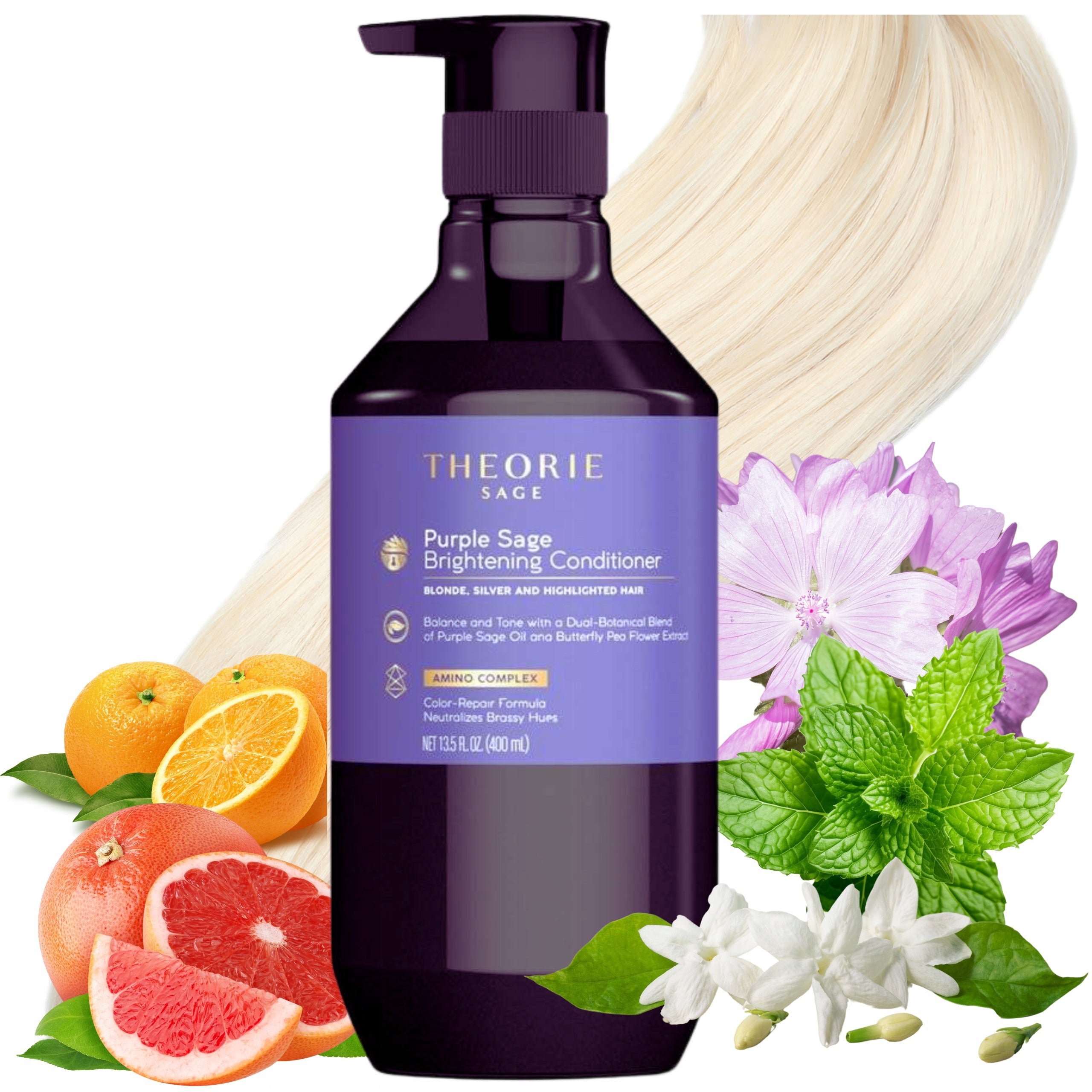 Theorie Sage Purple Sage Brightening Conditioner, neutralisiert gelbe Farbtöne, 400 ml