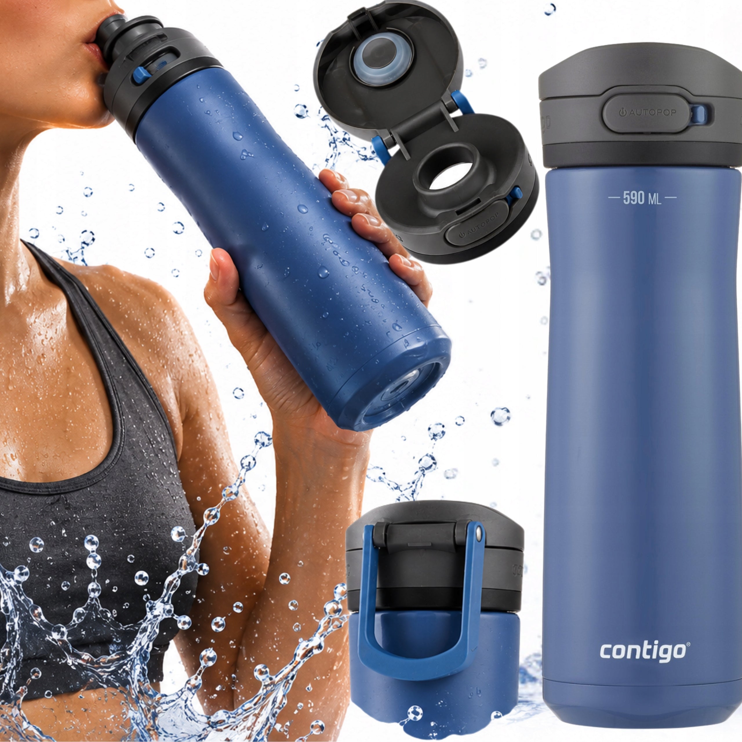 THERMAL BOTTLE CONTIGO JACKSON CHILL 2.0 SEALED WATER BOTTLE - BLUE 590ML Packaging status original