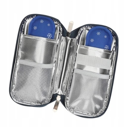THERMAL COOLING BAG FOR INSULIN INSULATED COVER + 2 CARTRIDGES Kind case