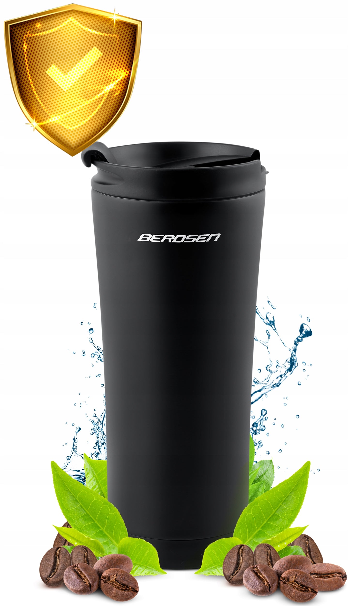 THERMAL MUG THERMAL THERMOS FOR THE CAR FOR COFFEE AND TEA 470ML COMFORTABLE Color black