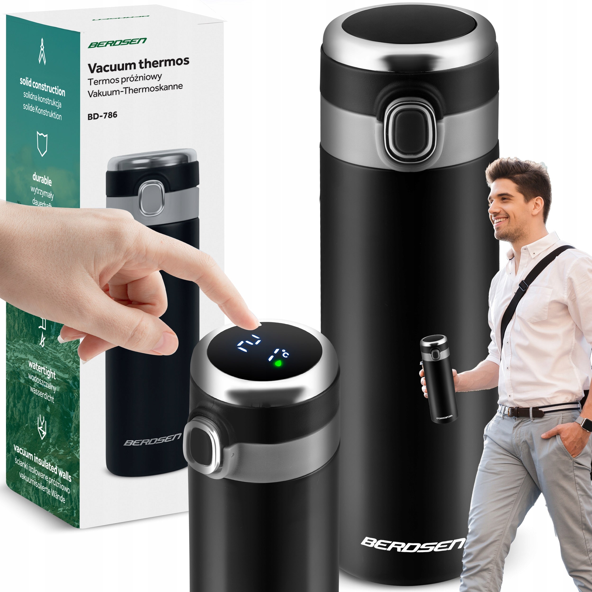 THERMAL MUG THERMOS FOR CAR FOR COFFEE TEA 450ML DISPLAY