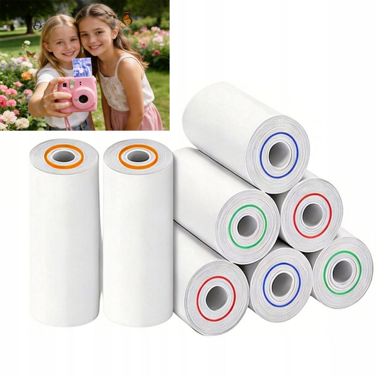 THERMAL PAPER ROLL CARTRIDGES FOR INSTANT CAMERA 8 ROLLS PIECES