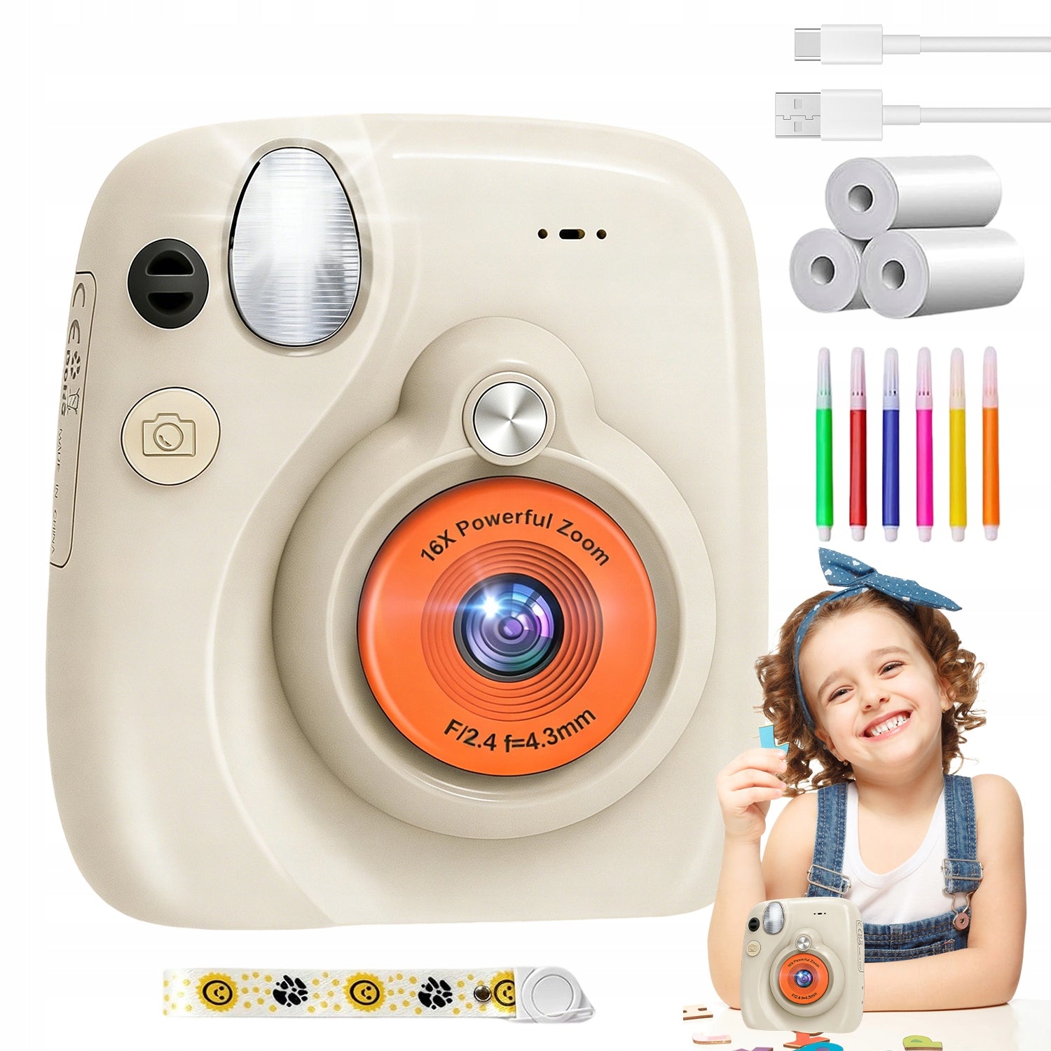 THERMAL PRINTER CAMERA DIGITAL CAMERA CHILDREN INSTANT PRINTING+3 ROLLS