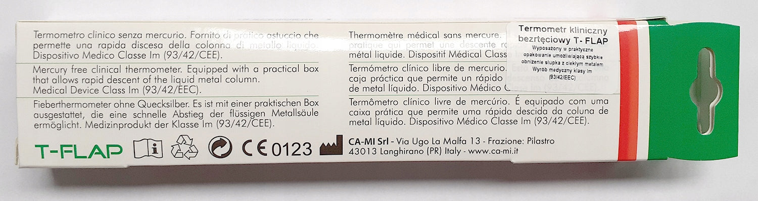 THERMOMETER CLASSIC GLASS T-FLAP EAN (GTIN) 8054619102046