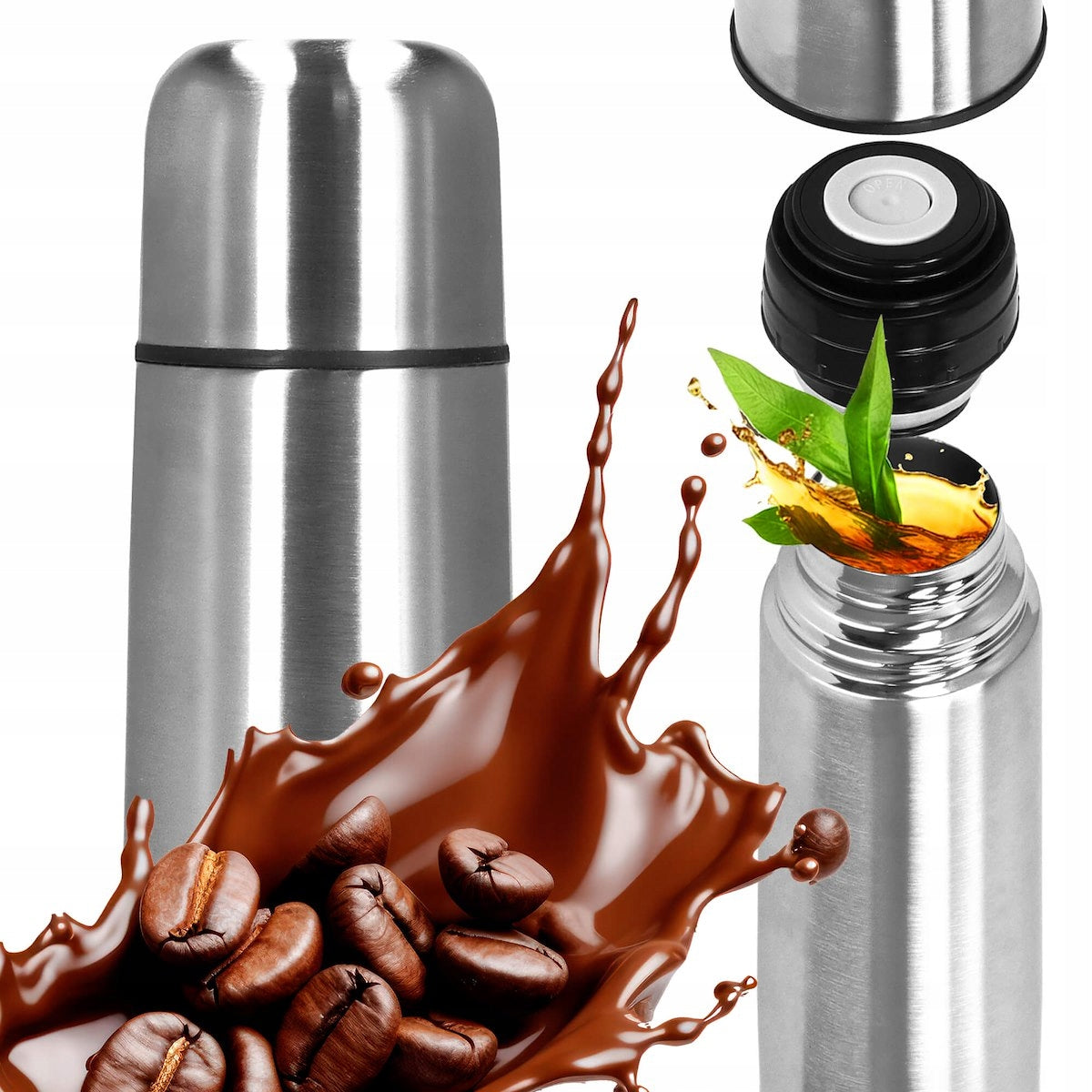 THERMOS 500ml VACUUM TOURIST Thermal Steel FOR TEA COFFEE 0,5L Brand Springos