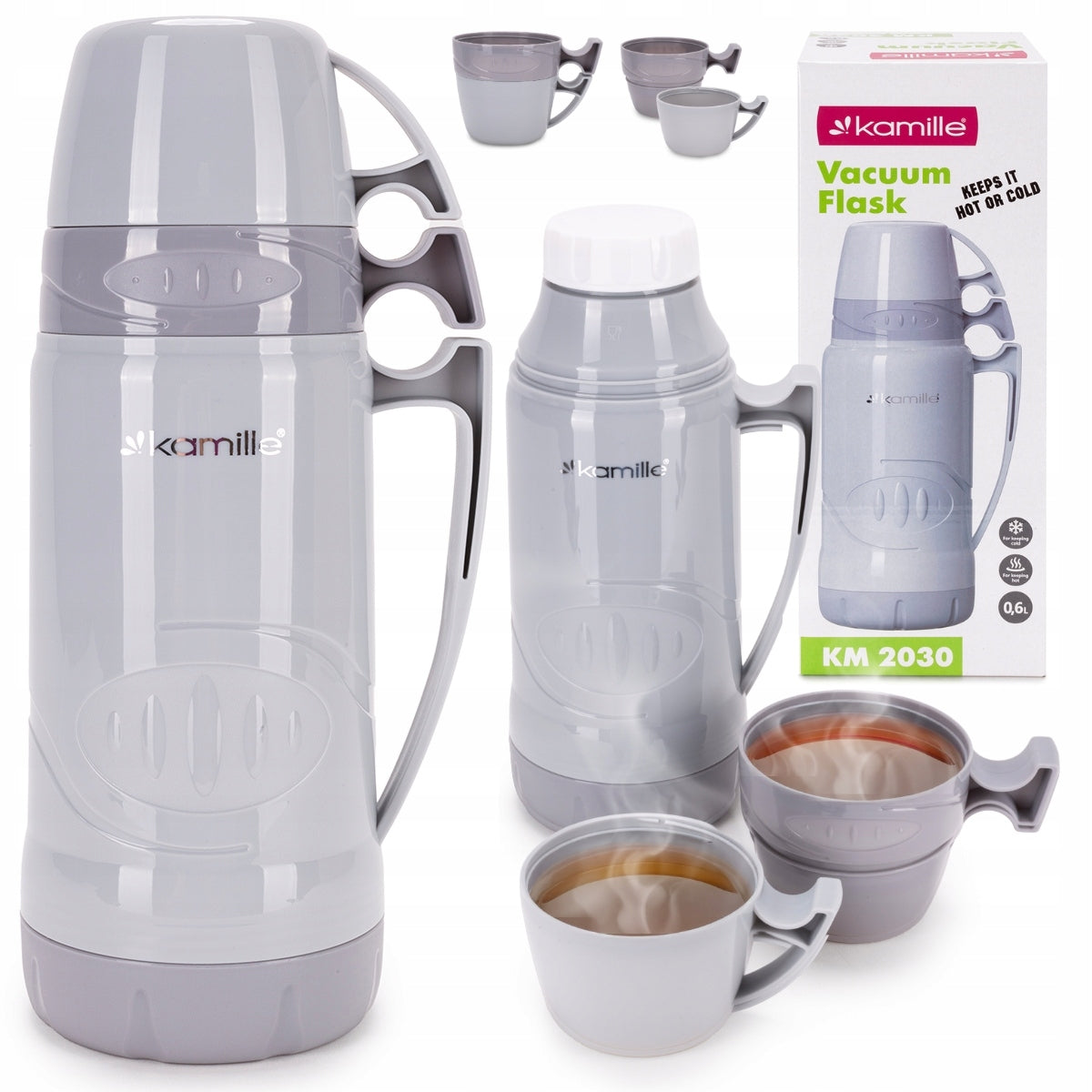 THERMOS BOTTLE THERMAL MUG GLASS CARTRIDGE 600 ml KAMILLE
